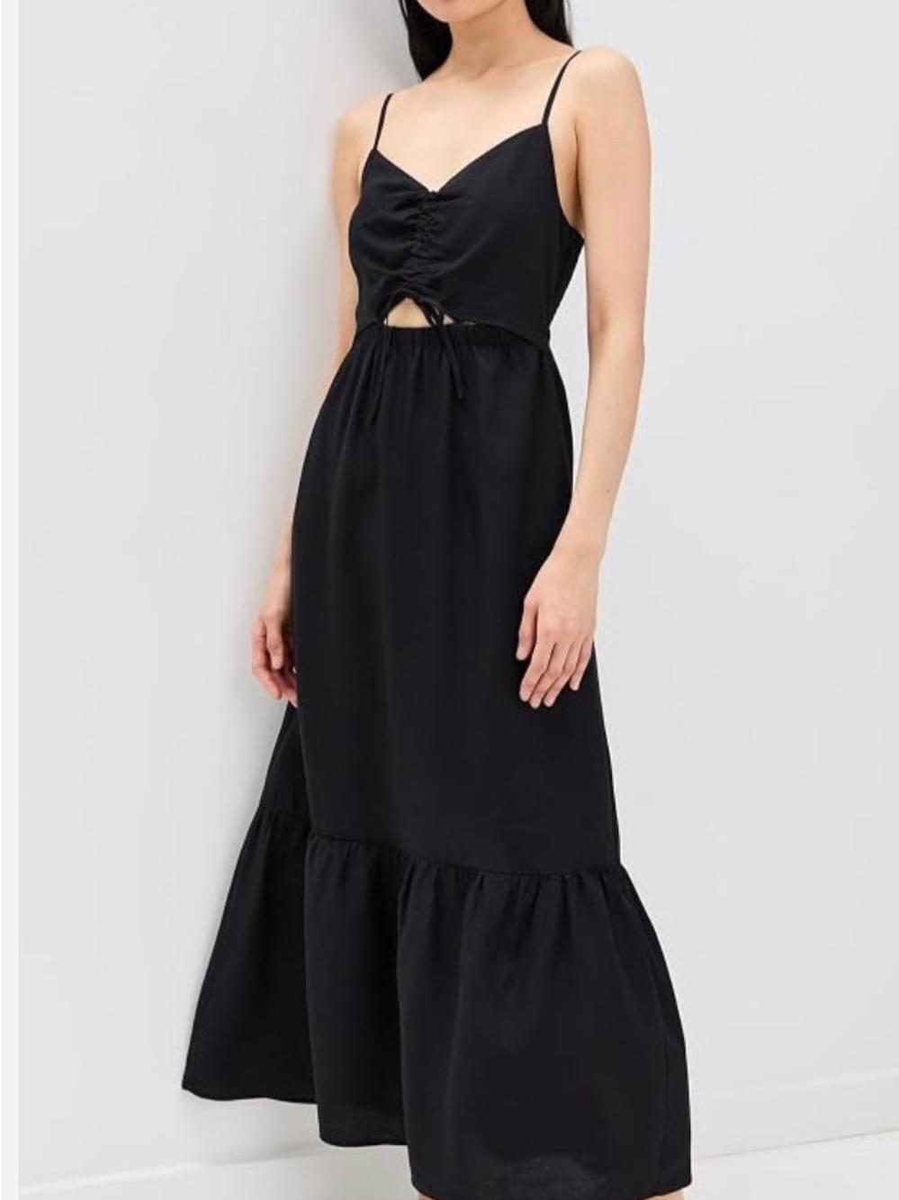 Z Supply Winslet Black Spaghetti-Strap Cutout Maxi Dress L